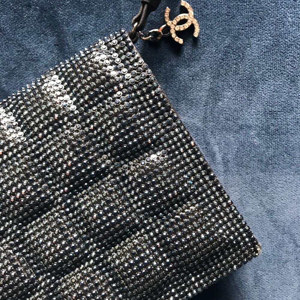CHANEL blue rhinestone clutch w/ authenticity card